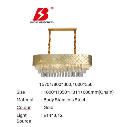 BRIGHT OBJECTIVES CHANDELIER CRYSTAL LIGHT 15701/1000X350 100CM GOLD