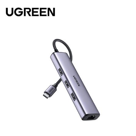 UGREEN USB-C TO 3*USB-A 3.0 HUB + GIGABIT ETHERNET ADAPTER ALUMINUM CASE (GREY)