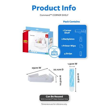 COMMAND CORNER SHELF 17715 WHITE