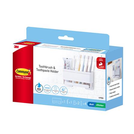 COMMAND TOOTHBRUSH & TOOTHPASTE HOLDER 17721 WHITE