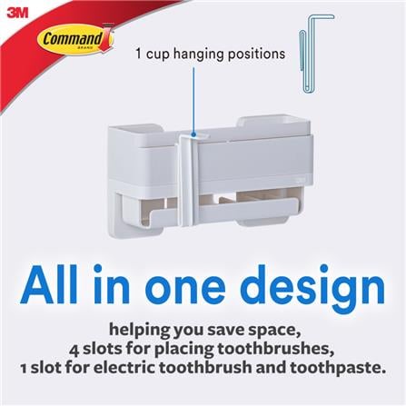 COMMAND TOOTHBRUSH & TOOTHPASTE HOLDER 17721 WHITE
