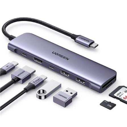 UGREEN USB-C 3.1 7IN1 DOCKING HDMI 4K@30HZ+2*USB-A 3.0+USB-C 3.1+SD&TF+PD ALUMINUM CASE