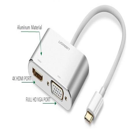 UGREEN USB TYPE C TO HDMI + VGA CONVERTER (WHITE)