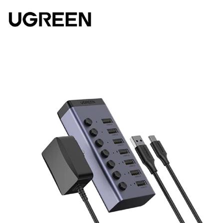 UGREEN USB-A 3.0 TO 7*USB-A 3.0 HUB (4 PORTS CHARING) WITH DC 12V2A POWER SUPPLY ALUMINUM CASE