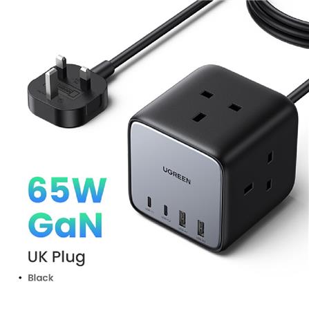 UGREEN DIGINEST POWER STRIP 7IN1 65W GAN FAST 3*UK+2C2A LAPTOP CHARGE (UK)