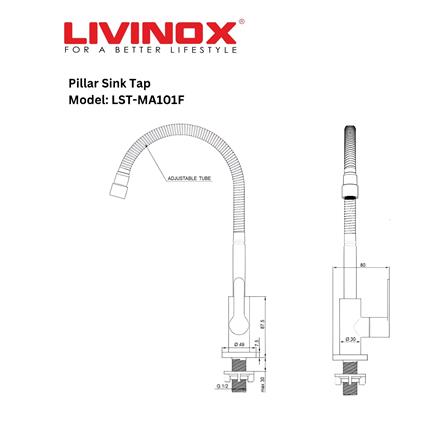 LIVINOX SINK FAUCET PILLAR LST-MA101F MATT STAINLESS STEEL