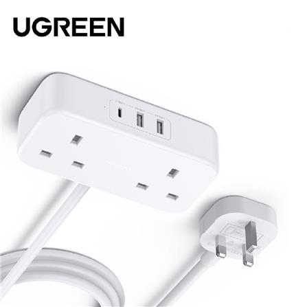 UGREEN DIGINEST POWER STRIP 2 AC OUTLETS + 30W 2A1C COMMERCIAL PACK (WHITE)