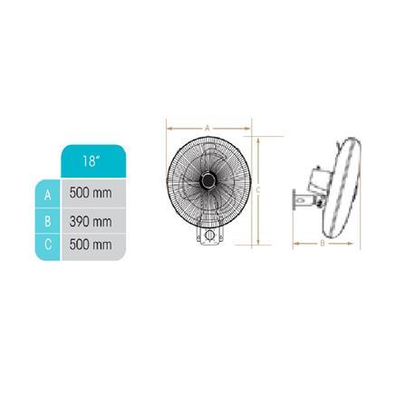 KHIND INDUSTRIAL WALL FAN WF1805 18" 75W 3BLADE 3SPEED