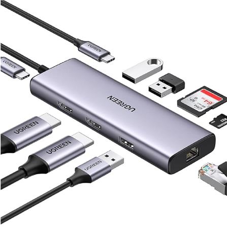 UGREEN USB-C 9IN1 DOCKING 3*USB-A 3.0+HDMI 4K@30HZ+VGA+RJ45 GIGABIT+SD/TF+PD