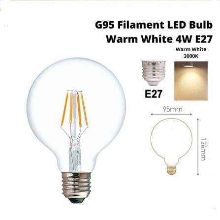 PROJECT - LEDEON FILAMENT BULB G95 4W E27 2700 WARM WHITE