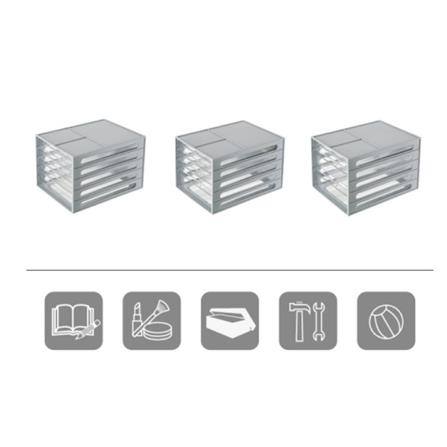 A4 PAPER DRAWER 4TIER KEYWAY DV103 1L+3S 25.3X34X22.8CM GREY