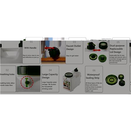 WATER CONTAINER KEYWAY 10L WHITE PB0910