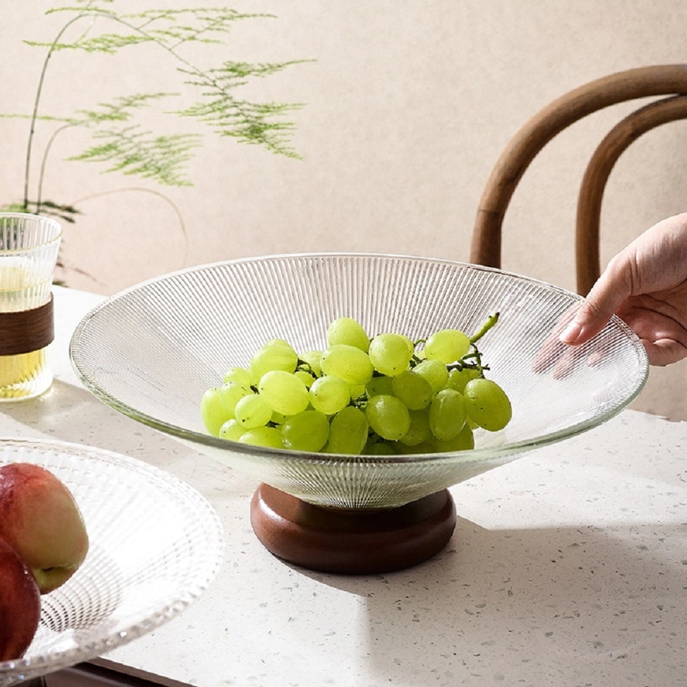 COSSY PLUS GLASS SERVING BOWL 32CM WITH WOODEN STAND