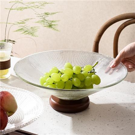 COSSY PLUS GLASS SERVING BOWL 32CM WITH WOODEN STAND