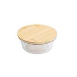 COSSY PLUS BOROSILICATE GLASS STORAGE CONTAINER 620ML WITH BAMBOO LID -ROUND