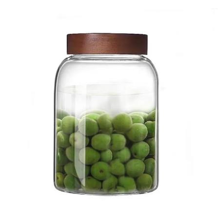 COSSY PLUS GLASS FOOD STORAGE JARS 1500ML WITH  ACACIA WOODEN LID