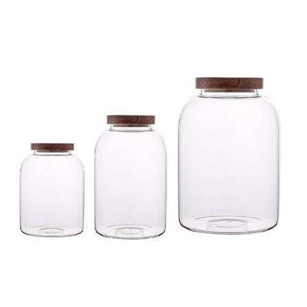 COSSY PLUS GLASS FOOD STORAGE JARS 1500ML WITH  ACACIA WOODEN LID