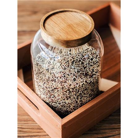 COSSY PLUS GLASS FOOD STORAGE JARS 1500ML WITH  ACACIA WOODEN LID
