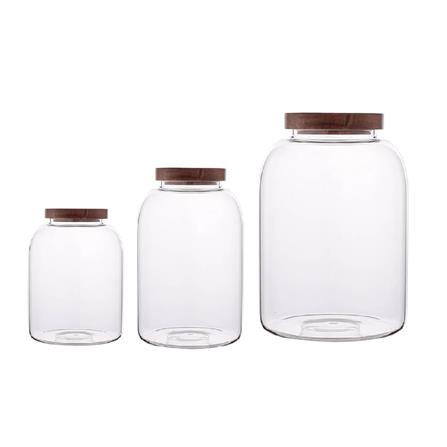 COSSY PLUS GLASS FOOD STORAGE JARS 1950ML WITH ACACIA WOODEN LID