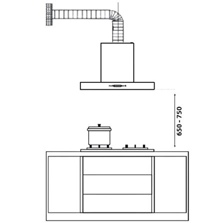 LIVINOX ISLAND HOOD LCH-800I-90SS 90CM STAINLESS STEEL 1450M3/H