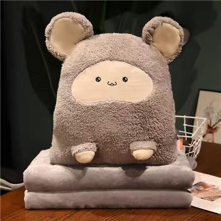 HLS PLUSH CUSHION BLANKET HEDGEDOG GRAY