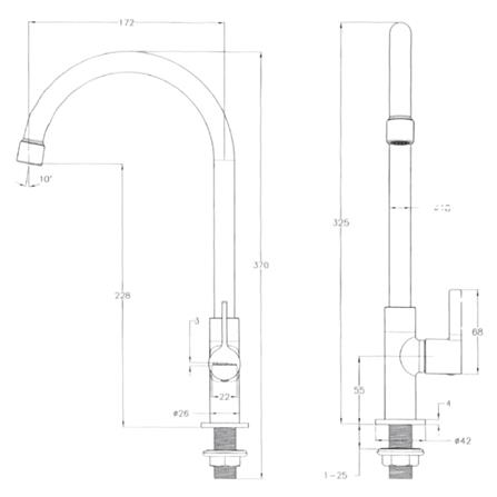 JOHNSON SUISSE LIRA 1/2" PILLAR SINK TAP WITH SWIVEL (ROUND) WBFA301672CP