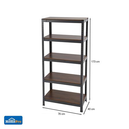 5-TIER SHELVING UNIT FURDINI ZIR-5 BLACK/DARK WOOD PATTERN [EXCLUSIVE FROM HOMEPRO THAILAND]