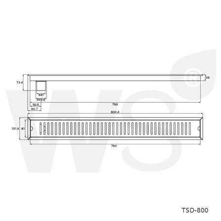 WS TRAP RAIL FLOOR DRAIN TSD-800 80CM