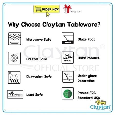CLAYTAN 4 PCS SINGLE SET (1PAX) LEAD SAFE CERAMIC TABLEWARE MICROWAVE SAFE - TIS THE SEASON