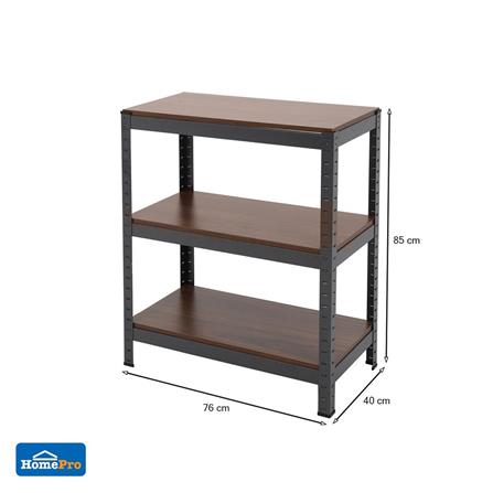 3-TIER SHELVING UNIT FURDINI ZIR BLACK/DARK WOOD [EXCLUSIVE FROM HOMEPRO THAILAND]