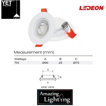 LEDEON LED EYEBALL E805 7W 3 COLOR WHITE ROUND 4"