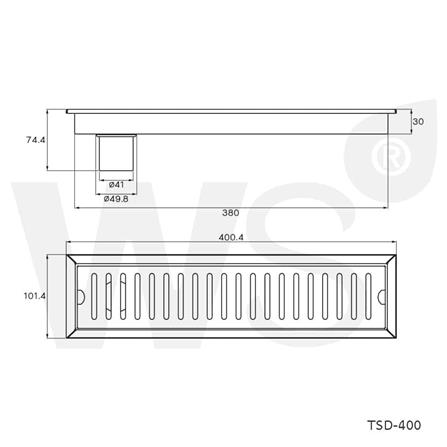 WS TRAP RAIL FLOOR DRAIN TSD-400 40CM