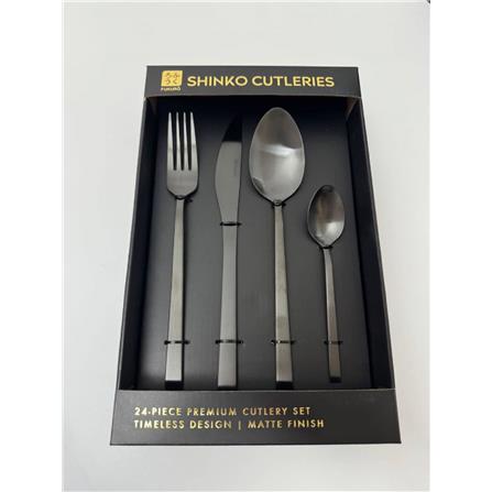 FUKURO SHINK STAINLESS STEEL CUTLERY SET 24-PCS BLACK