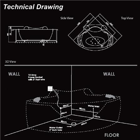 MD MASSAGE BATHTUB ASHLEY MD-9210