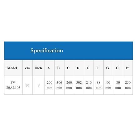PANASONIC WALL VENTILATION FAN FV-20AL103 8" 18W 1250RPM