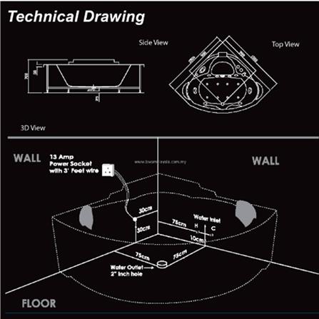 MD MASSAGE PREMIUM BATHTUB ALEXIS MD-9201