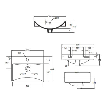 JOHNSON SUISSE TREVISO-N 500 BASIN SET WBSC950215WW WHITE