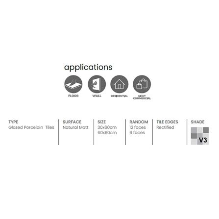 SOLARE FLOORTILE 30X60CM ROSTOCK DARK GREY SS-ROS5NR NATURAL MATT 1.44M2