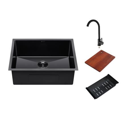 CABANA BUILT-IN KITCHEN HONEYCOMB SINK CKS6547-BLACK 1BOWL 65CM WITH KITCHEN WATER TAP CB1530SS-BLACK