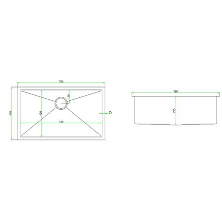 CABANA BUILT-IN KITCHEN HONEYCOMB JUMBO SINK CKS6647 1BOWL 78CM STAINLESS STEEL WITH WATER TAP CB1531SS