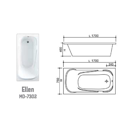 MODERN DEPOT EMPTY BATHTUB WITH NO PANEL (MD-7302 ELLEN)
