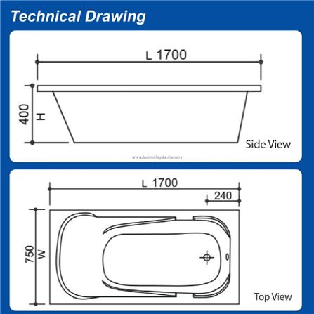 MODERN DEPOT EMPTY BATHTUB WITH NO PANEL (MD-7302 ELLEN)