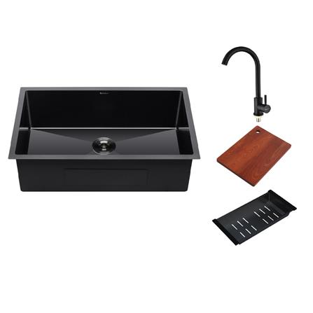 CABANA BUILT-IN KITCHEN JUMBO HONEYCOMB SINK CKS7847-BLACK 1BOWL 78CM WITH KITCHEN WATER TAP CB1530SS-BLACK