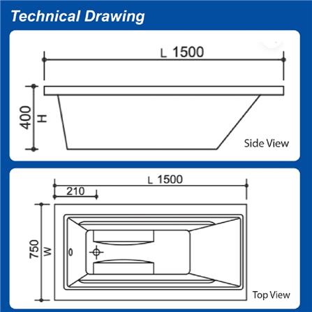 MODERN DEPOT EMPTY BATHTUB WITH NO PANEL (MD-7316 EVON)