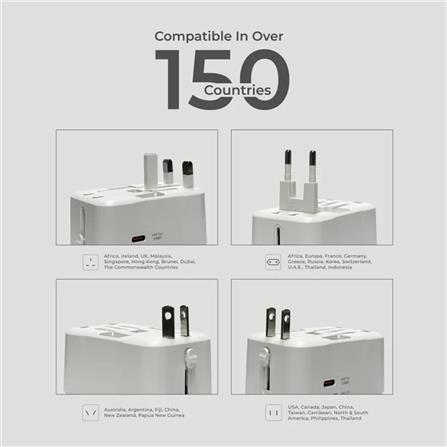 TRAVEL ADAPTOR WITH 20W USB A+C QUICK CHARGER TA-720 SOUNDTEOH WHITE