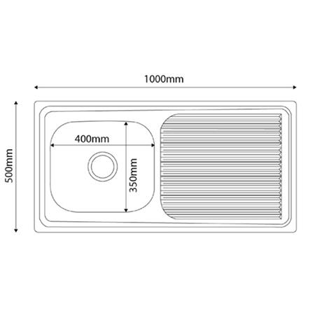 CABANA BUILT-IN KITCHEN TOP MOUNT SINK CKS1050 1BOWL 1DRAINER 100CM STAINLESS STEEL