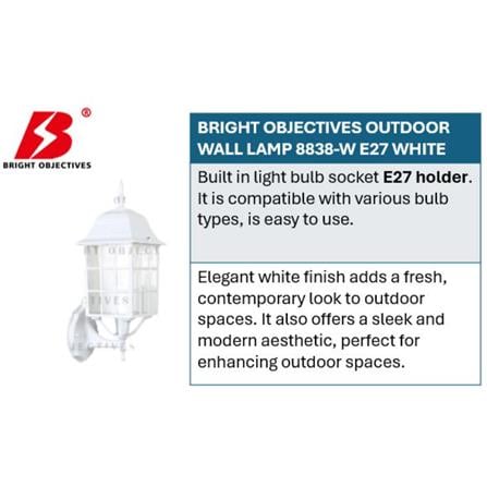BRIGHT OBJECTIVES OUTDOOR WALL LAMP 8838-W E27 WHITE 14CM