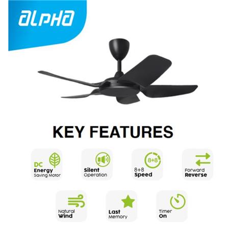 ALPHA CEILING FAN PRIMA 5B MATT BLACK 40"