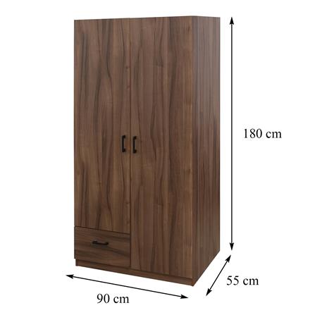 WARDROBE WITH 2 DOORS FURDINI GREATE 90CM WALNUT