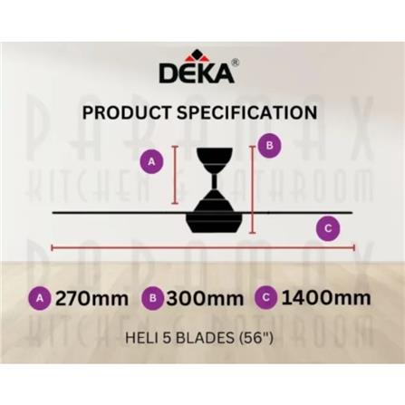 DEKA CEILING FAN HELI 5B SWAN WHITE WOOD 56"